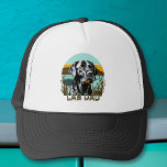 Casquette Black Labrador Retriever | Lab Papa<br><div class="desc">Mon père. IA art aquarelle noir labo avec un coucher de soleil vintage avec des couleurs rétro turquoise et marron.</div>