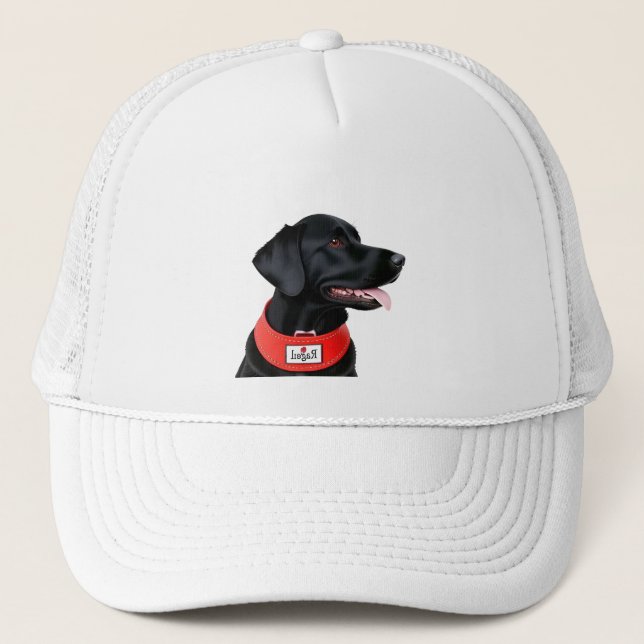 Casquette Black Labrador Retriever portant un collier rouge (Devant)