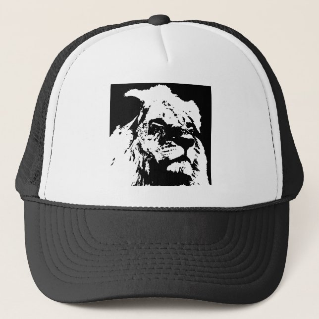 Casquette Black & white lion pop art (Devant)