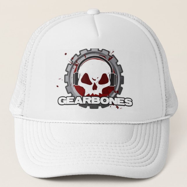 Casquette blanc de camionneur de GearBones (Devant)