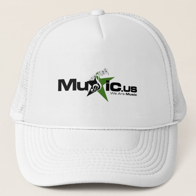 Casquette blanc de Music.us - logo vert noir (Devant)
