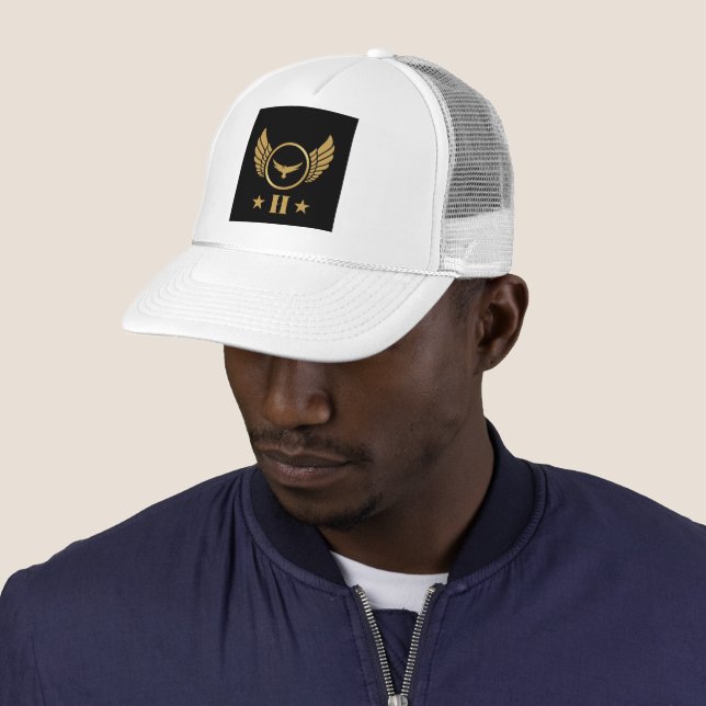 Casquette Blanc et Blanc H Lettre Image Monogramme-Casquette (En situation)