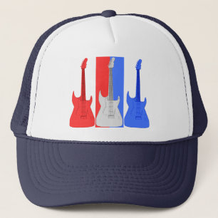 Casquette blanc et bleu rouge de guitares