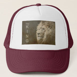 Casquette Blanc Et Maroon Pop Art Lion Head Élégant Moderne