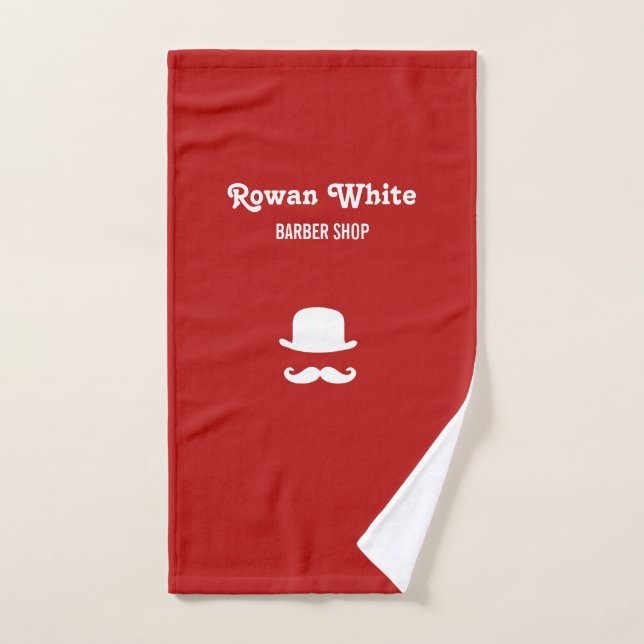 Casquette blanc et mustache silhouette rouge (Serviette à main)