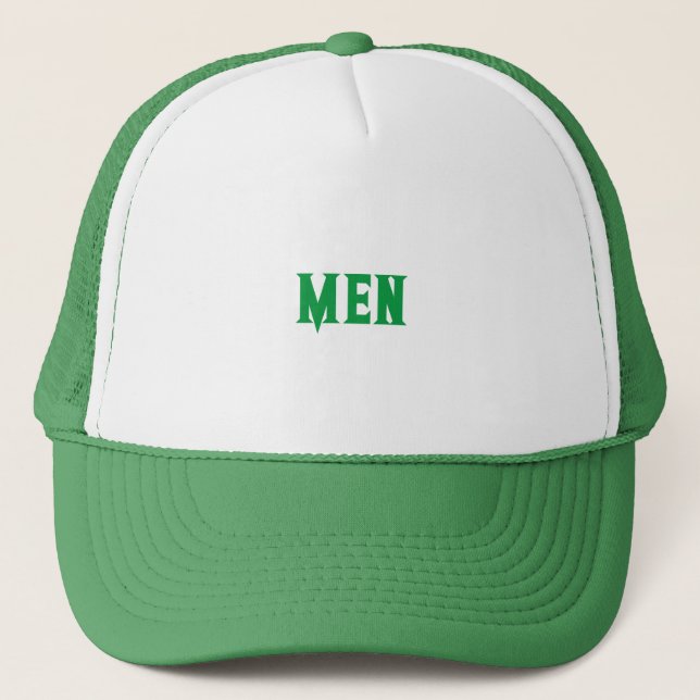Casquette Blanc et Vert MEN Texte avec des Hommes Élégants (Devant)