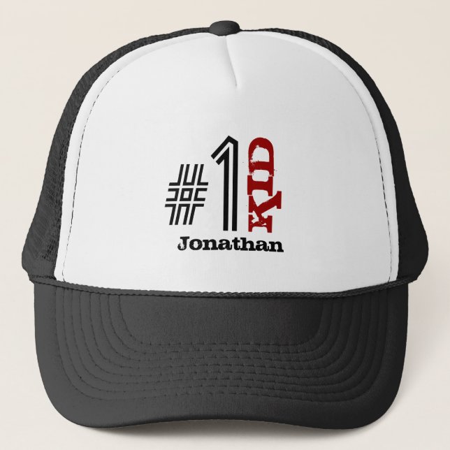 Casquette Blanc noir rouge nommé fait sur commande V03 (Devant)