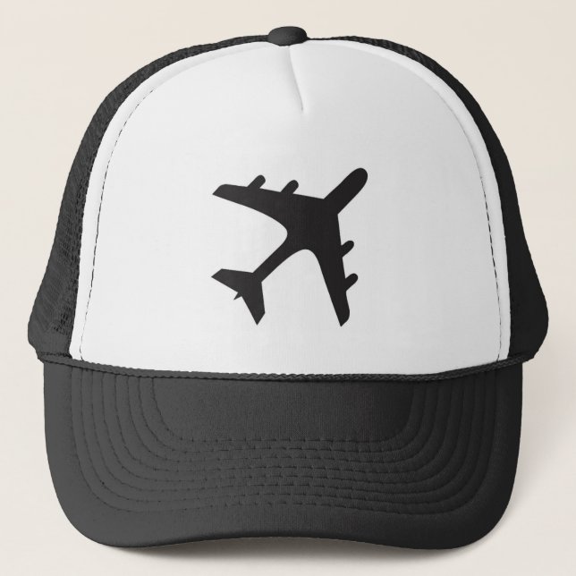 Casquette Blanc noir simple conception d'avion (Devant)