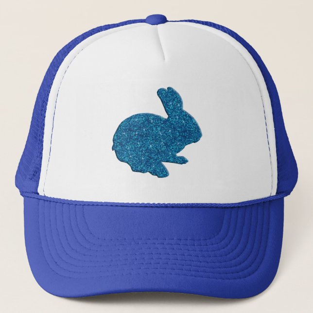 Casquette bleu de lapin de Pâques de silhouette de (Devant)