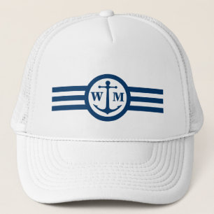 Casquette bleu de logo de monogramme d'Ancre