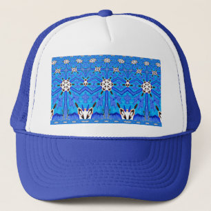 casquette bleu géométrique