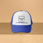 Casquette Bleu marque d'affaires sur chapeau de camion<br><div class="desc">Marque commerciale bleue sur chapeau de camionneur personnalisable. Customisez-le en tapant votre nom d'entreprise et en téléchargeant votre logo d'entreprise. Vous pouvez l'inclure dans vos produits promotionnels, cadeaux ou cadeaux offerts à vos clients ou clients, une stratégie de marketing pour annoncer votre entreprise ou promouvoir votre marque. Chapeau de camionneur...</div>