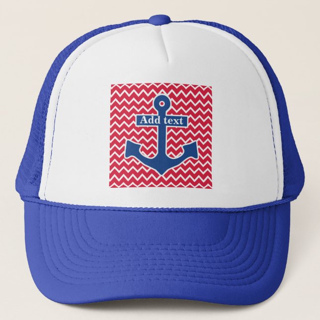Casquette bleu nautique de camionneur d'Ancre (Devant)