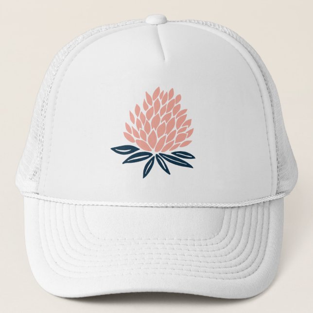 Casquette Bleu rose doux Lotus Art (Devant)