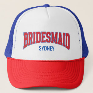 Casquette Bleu + Rouge Faux Paillettes DEMOISELLE D'HONNEUR