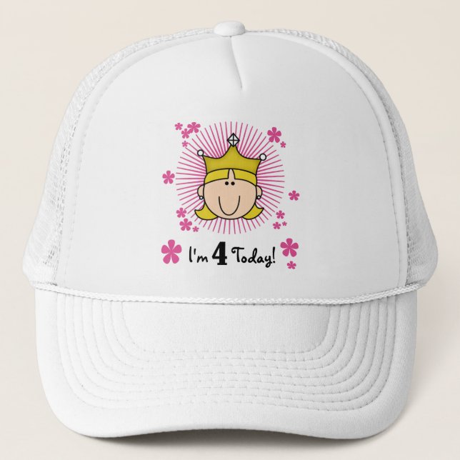 Casquette Blond Princess 4th Birthday Tshirts et cadeaux (Devant)