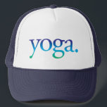 Casquette Blue and Green Beach Yoga Tropical California Casq<br><div class="desc">Parfait casquette pour les adeptes du yoga ! Dit "yoga." dans un ombre bleu et vert.</div>