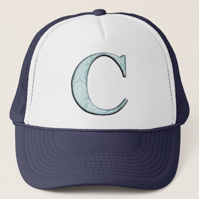 Casquette Blue Floral Print C monogramme initiales Cadeaux (Devant)