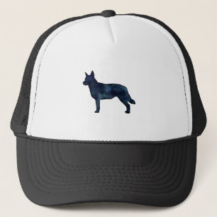 Casquette Blue Heeler Chien race Silhouette Aquarelle noire