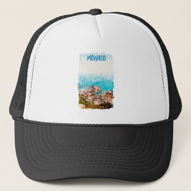 Casquette Blue Monaco Ocean View Peinture (Devant)