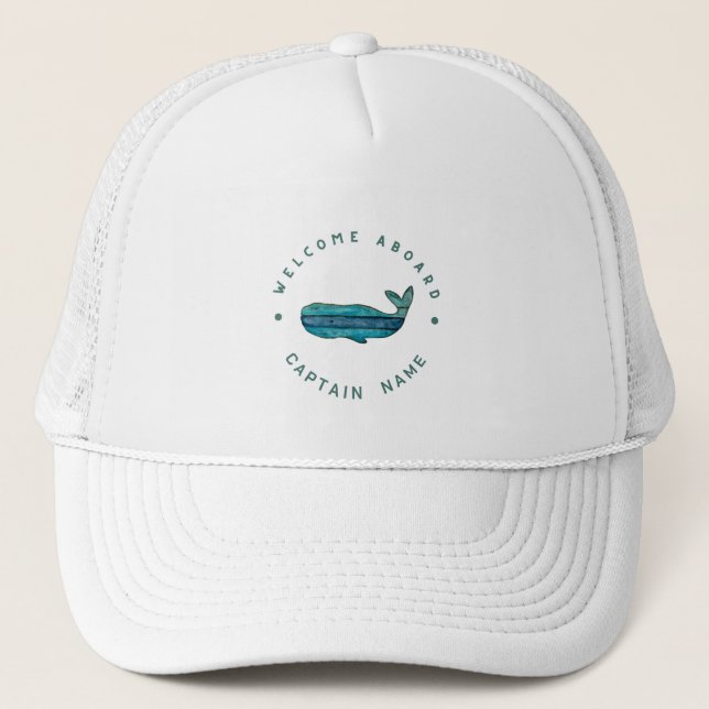 Casquette Blue Navy Ancres nautiques club voile baleine (Devant)