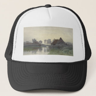 Casquette Boer Homes sur l'eau dans le brouillard matinal