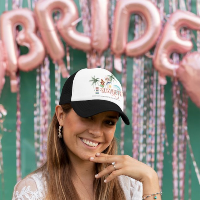 Casquette Boho Surf Beach | Monogramme de bachelorette (Créateur téléchargé)