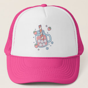 Casquette Boisson de fraise Kawaii Bunny