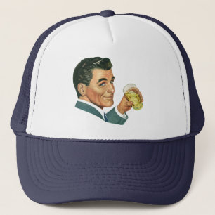 Casquette Boissons Cocktails Vintage, Homme Buvant des Boiss