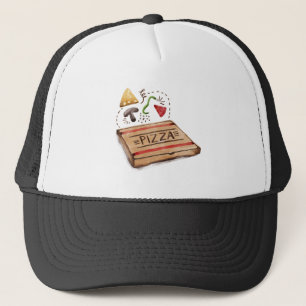 Casquette Boîte à pizza de pizzeria avec les écrimages de