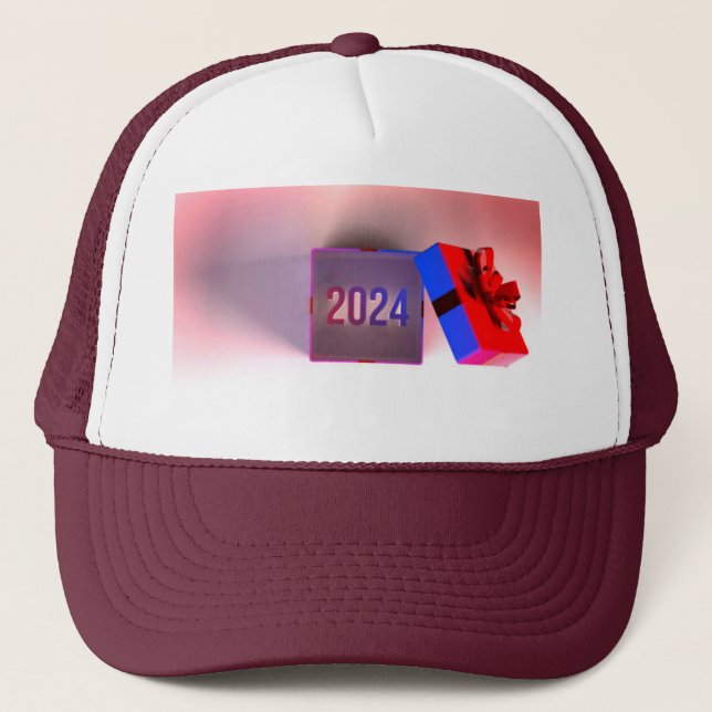 Casquette Boîte cadeau avec ruban Maroon Mesh 2024 année imp (Devant)