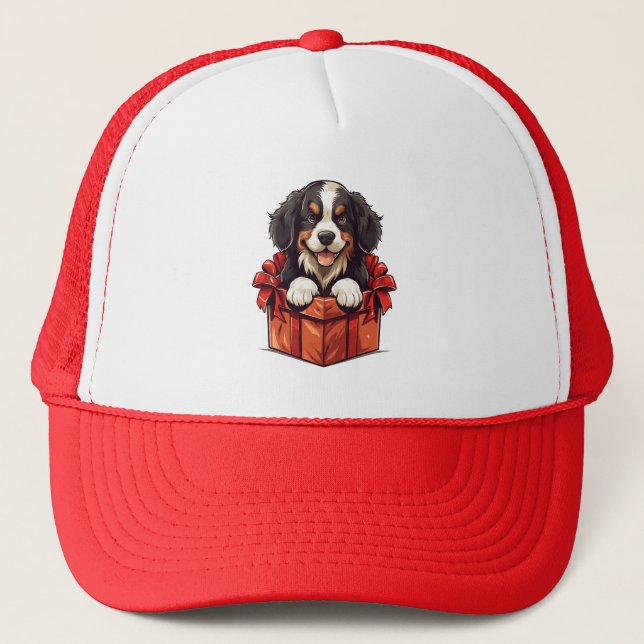 Casquette Boîte cadeau de Noël Bernese Mountain Dog (Devant)