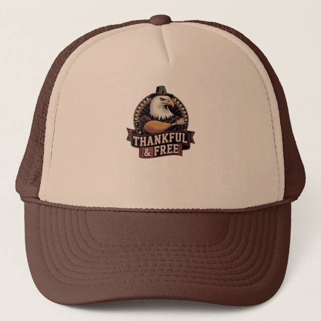 Casquette Bold Eagle Head Thankful & Free Vintage Graphic (Devant)