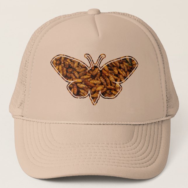 Casquette Bombyx Mori Silk Moth Cycle de vie Silhouette (Devant)