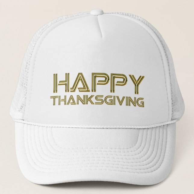 Casquette Bon thanksgiving Gold Typographie Blanc Élégant (Devant)