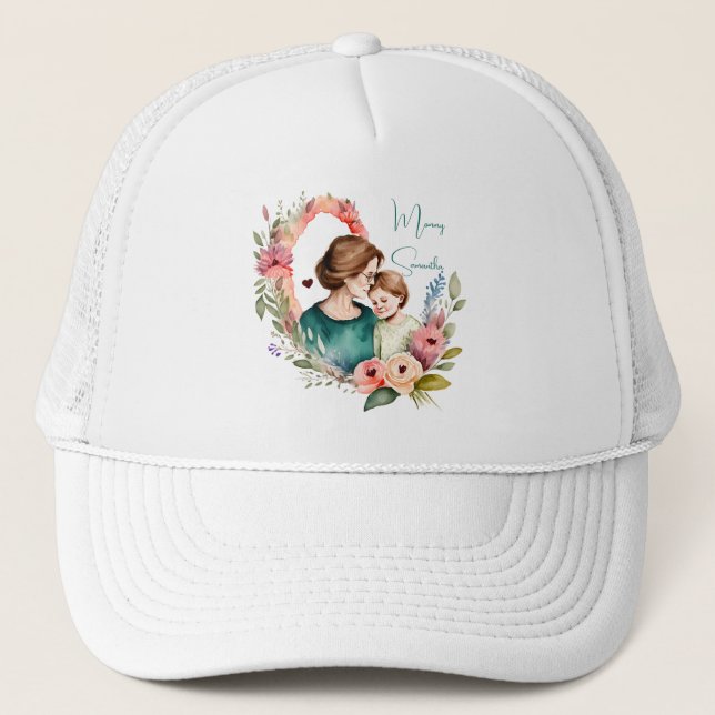 Casquette Bond adorable maman et fille - Cadre floral (4) (Devant)