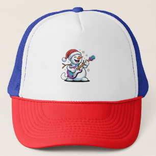 Casquette Bonhomme de neige jouant de la guitare électrique