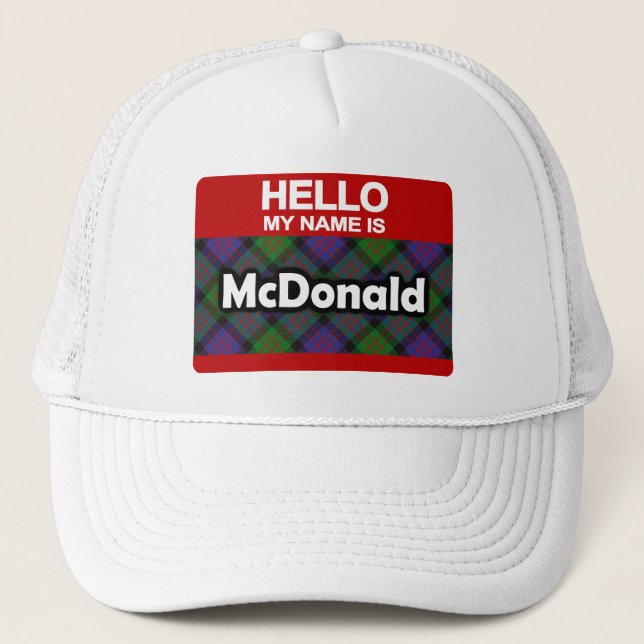 Casquette Bonjour Mon nom est McDonald Scottish Clan Tartan (Devant)