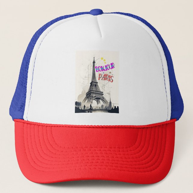 Casquette Bonjour Paris coloré (Devant)