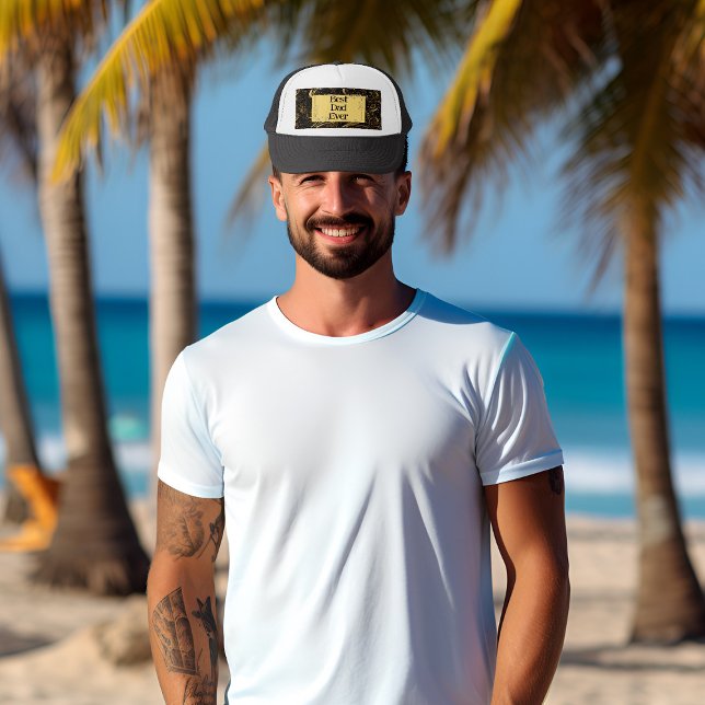 Casquette Bonne Fête des pères Moderne Calligraphie Fils Feu (Happy Fathers Day Modern Calligraphy Leafy Swirls Trucker Hat)