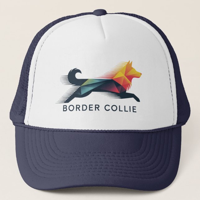 Casquette Border Collie poligonal en amarillo y azul (Devant)