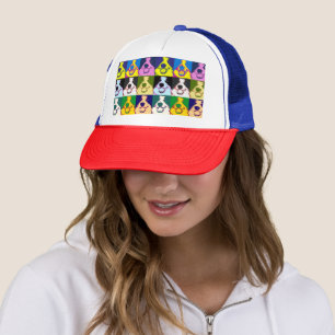 Casquette Bordure rétro colorée Collie Pop Art