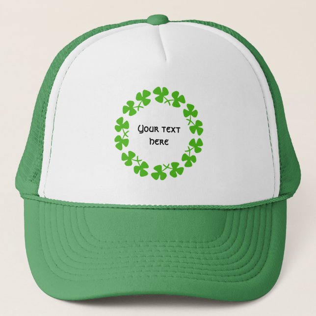 Casquette Bordure Shamrock verte Ajouter un texte (Devant)