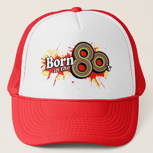 Casquette "Born in the 80's" retro design hat (Devant)