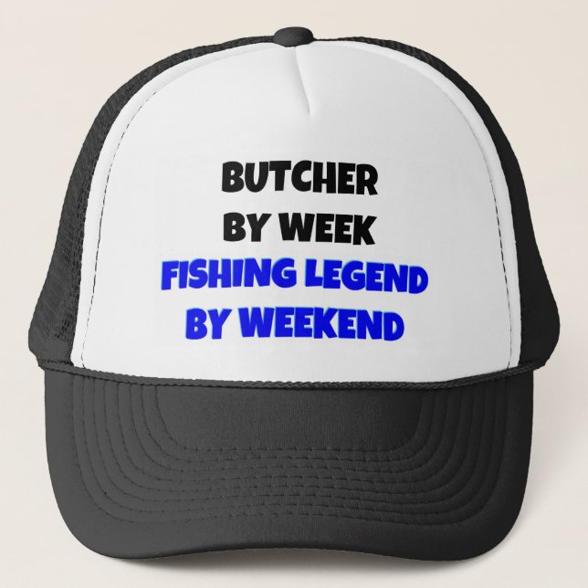 Casquette Boucher par semaine Légende de pêche par week-end (Devant)