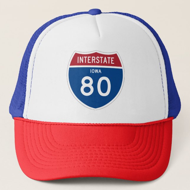 Casquette Bouclier d'autoroute nationale de l'Iowa IA I-80 - (Devant)