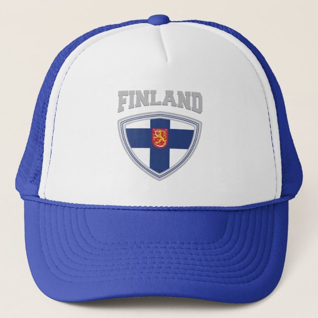 Casquette Bouclier et emblème de drapeau de Finlande (Devant)