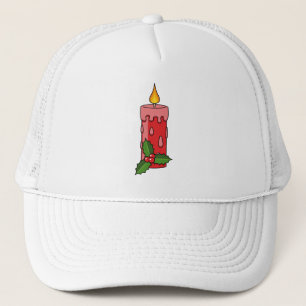 Casquette Bougie de Pilier Rouge de Noël avec Holly