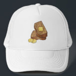 Casquette Boulangerie Boulangerie Boulangerie Boulangerie Pa<br><div class="desc">Design présente une illustration originale sur le thème de la nourriture de deux tranches d'un pain de banane fraîchement cuit, fait maison, avec une banane coupée en tranches et une pat de beurre sur le dessus. Idéal pour votre boulanger préféré, pâtissier, gourmet ou fan de pain à la banane !...</div>