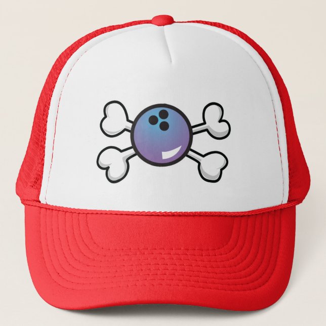 Casquette boule de bowling Crâne et os croisés (Devant)